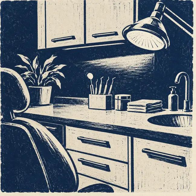 Illustration of dental practices equipment and workspace